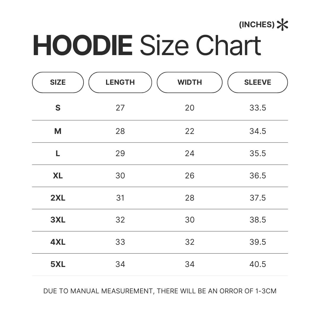 Hoodie Size Chart - Widespread Panic Store