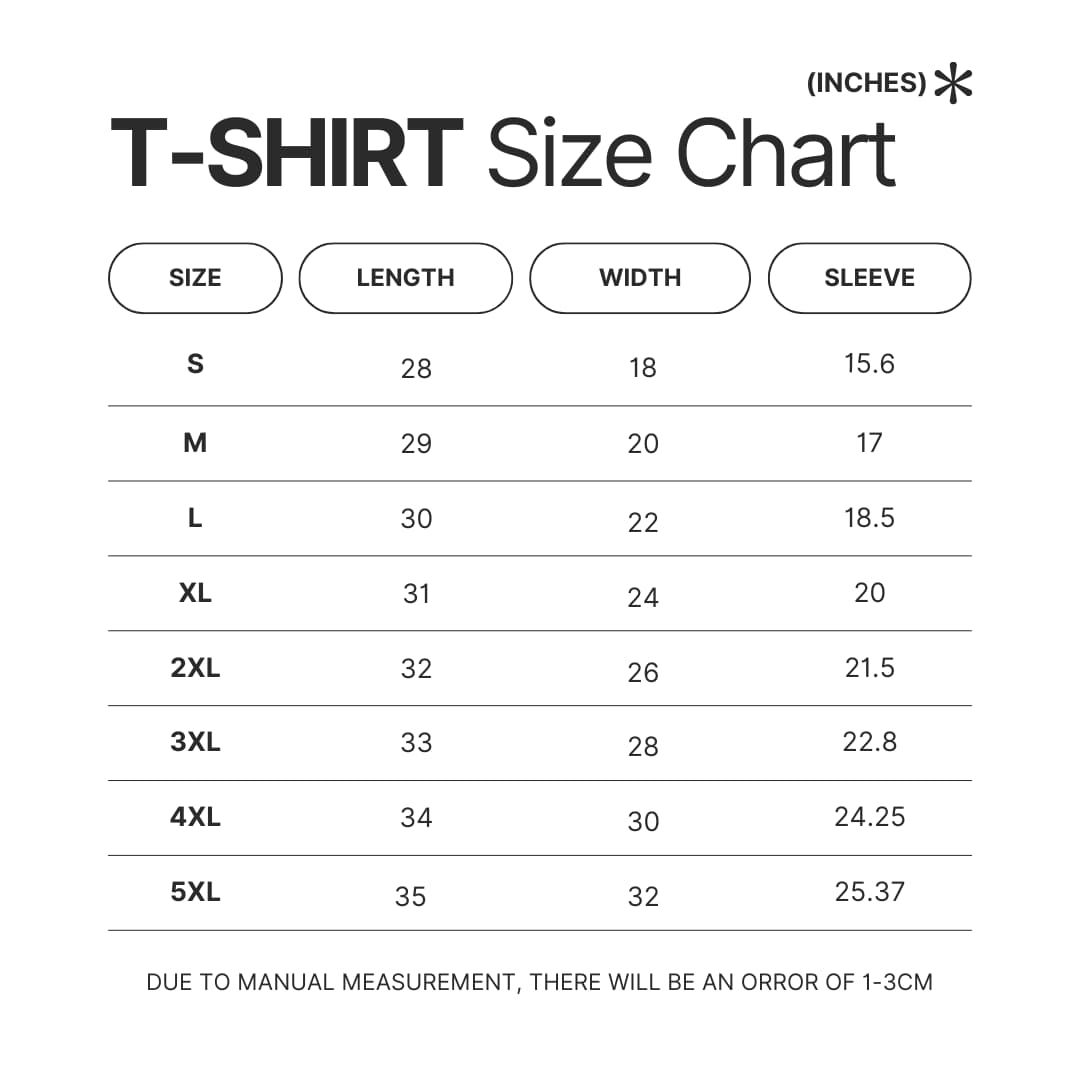 T shirt Size Chart - Widespread Panic Store