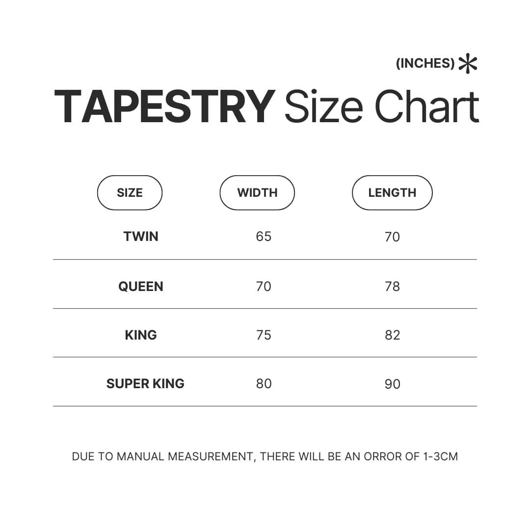 Tapestry Size Chart - Widespread Panic Store