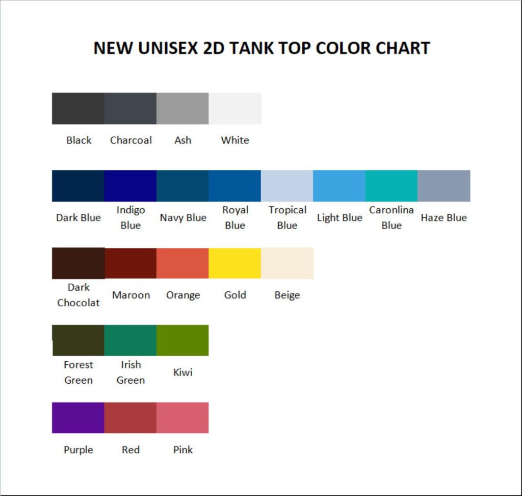 tank top color chart - Widespread Panic Store